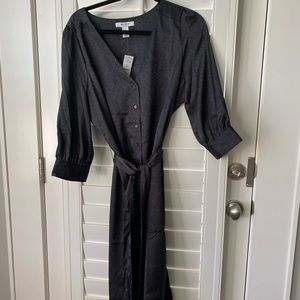 Black, long sleeve, dress with tie waist. Size 12, WHBM